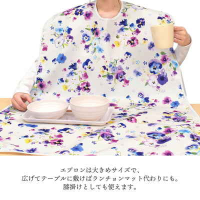使いやすさとデザインにこだわった、着る人も介護する人も安心できる介護用エプロンです。撥水素材を使用し、こぼれた飲み物や食べ物をさっと拭くだけで簡単にお手入れが可能。繰り返し洗濯しても型崩れしにくく、速乾性があるのでいつでも清潔に保てます。2枚セットなので洗い替えにも便利です。