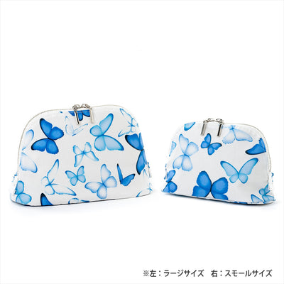 Round pouch small blue butterfly
