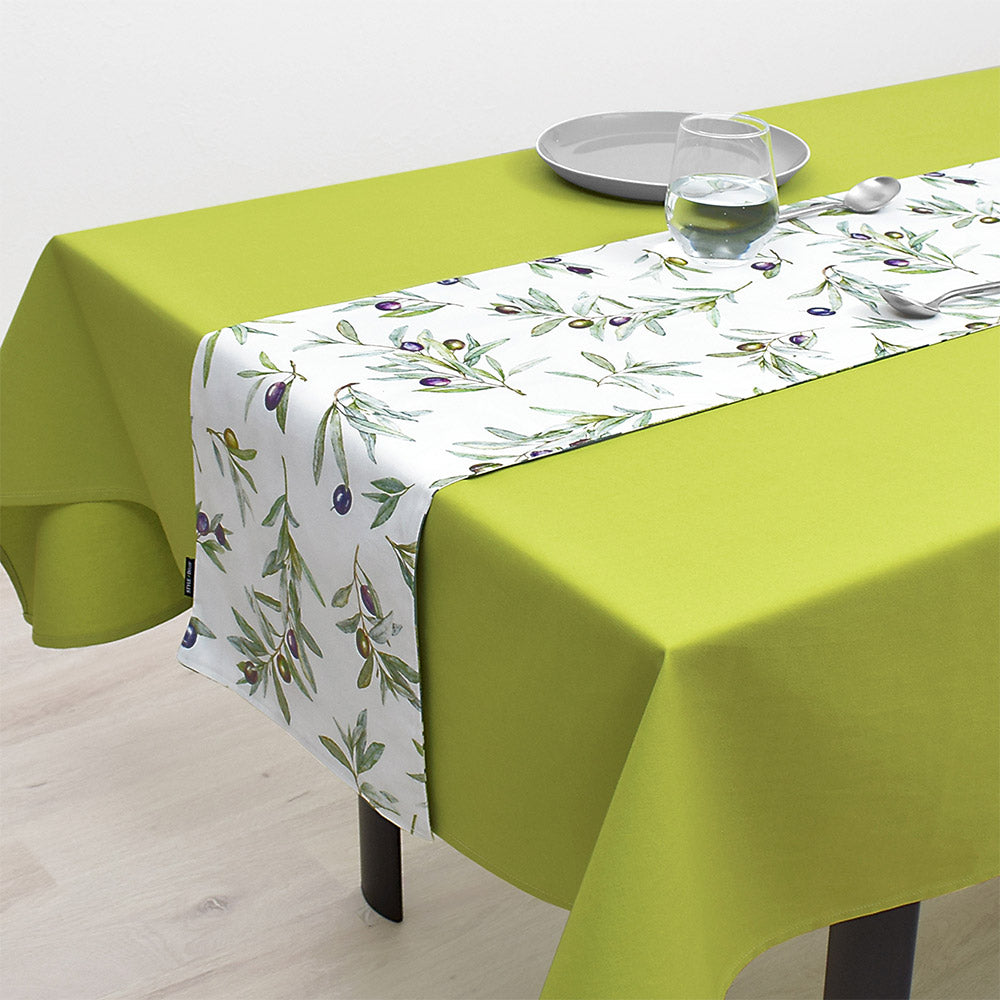 Table runner / table center (30cm x 210cm) Reversible type 100% cotton botanical leaf