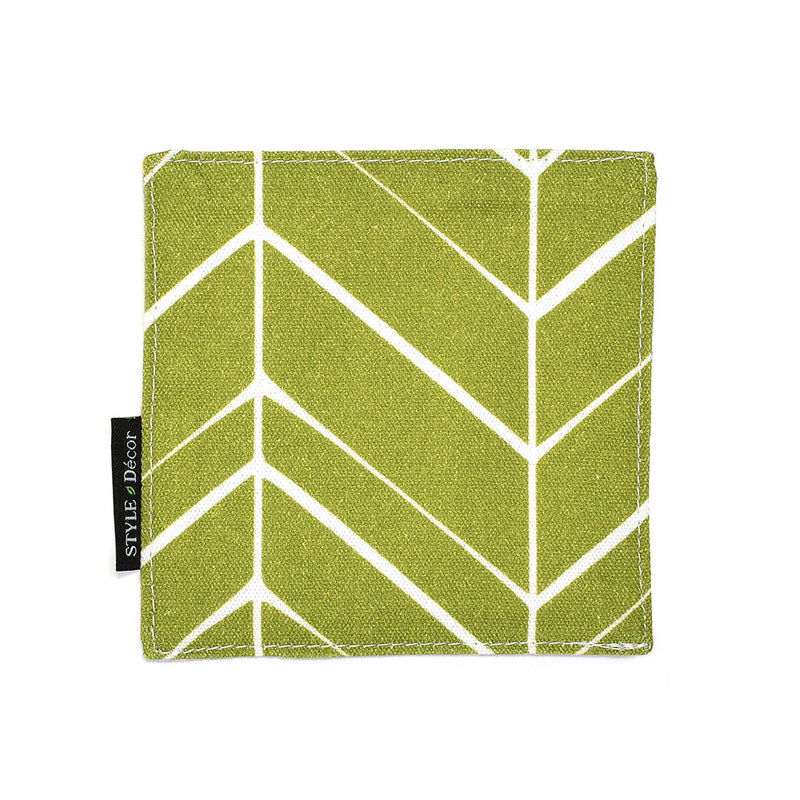 Coaster Set of 4 Reversible Type 100% Cotton Leaf Sketch 