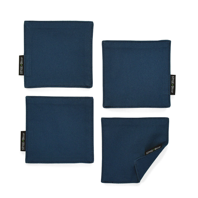 Coaster Set of 4 Reversible Type 100% Cotton Plain Ox Navy Blue