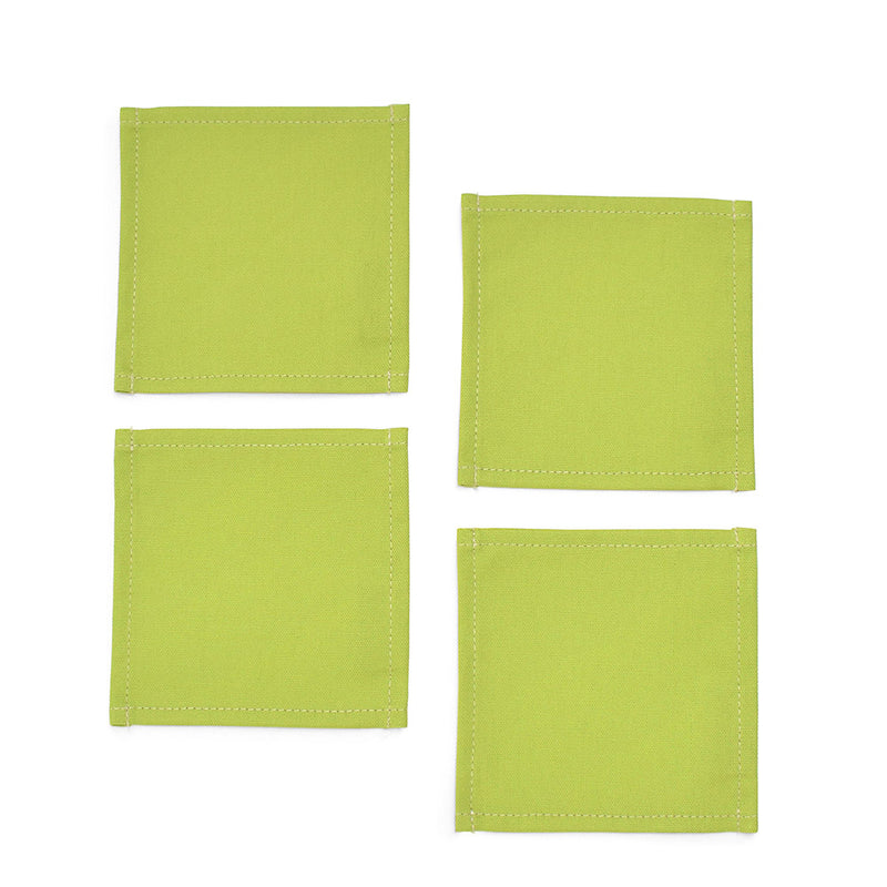 Coaster Set of 4 Standard Type 100% Cotton Plain Ox Leaf Green 