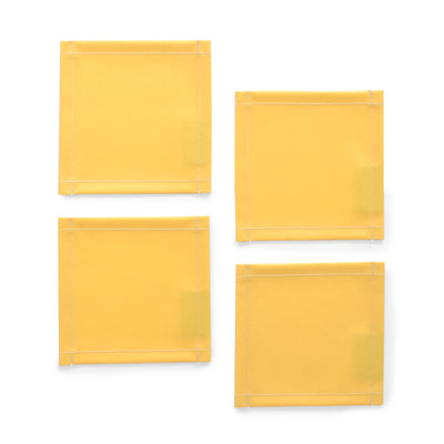 Coaster Set of 4 Laminated Type Plain Ox Citron Yellow 