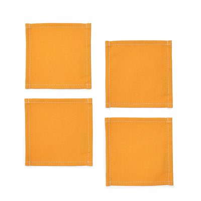 Coaster Set of 4 Standard Type 100% Cotton Plain Ox Mandarin Orange 
