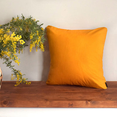 Cushion Cover Set of 2 100% Cotton (45cm x 45cm) Standard Type Plain Ox Mandarin Orange 