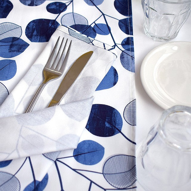 Table Napkin/Torsion 2-Piece Set Navy Leaf