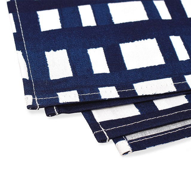 Table Napkin/Torchon 2-Piece Set Indigo Check